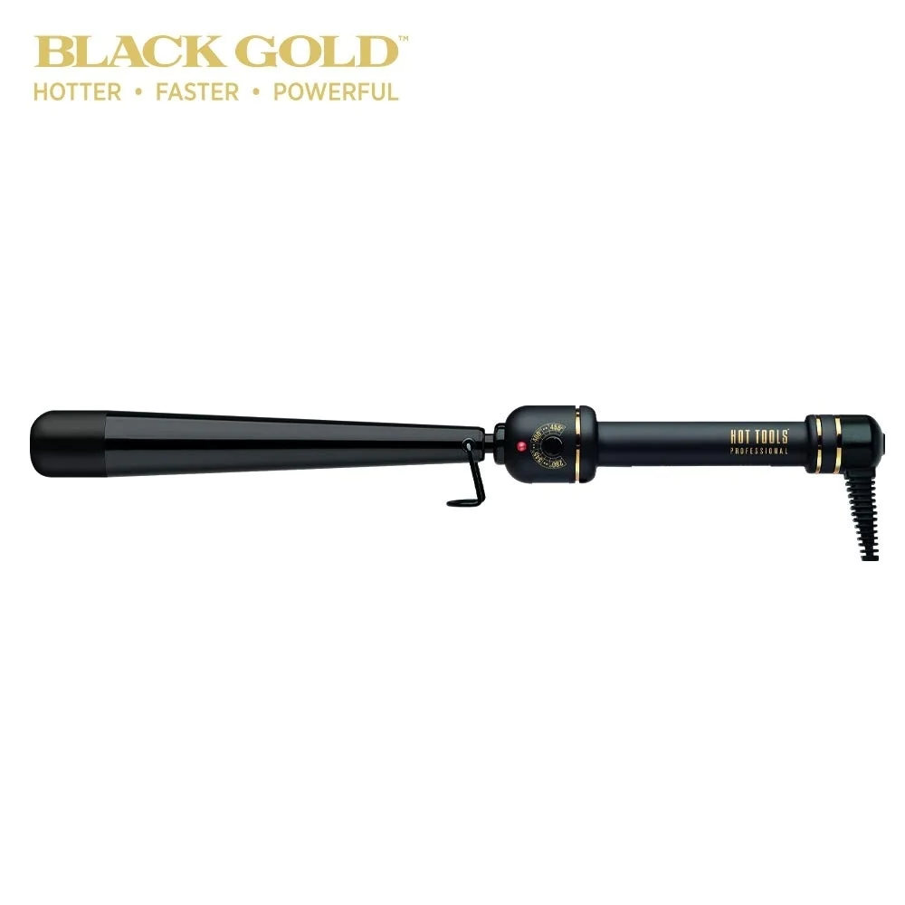 HOT TOOLS Professional Black Gold Reversed Tapered Curling Iron/wand, 1 1/4 Inches