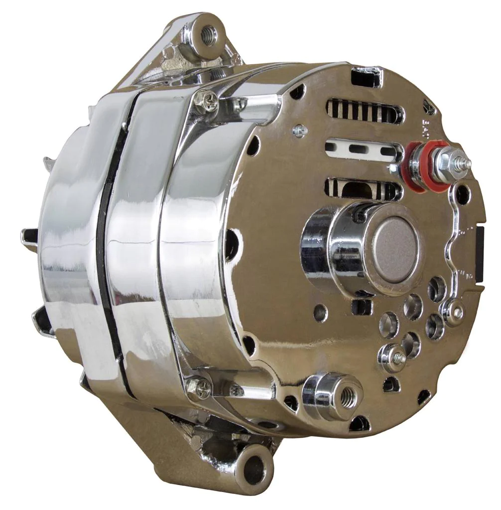 Rareelectrical New Chrome Chevy Alternator Compatible With 110 Amp 3-Wire Or 1-One Wire Setup 65-85 Self Exciting By Part Number 7127CH