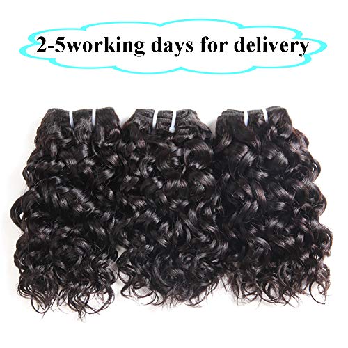 UDU Malaysian Water Wave Bundles with Closure 12A Ocean Wave Wet &a; Wavy Human Hair Bundles with T Part Lace Closure 100% Human Hair