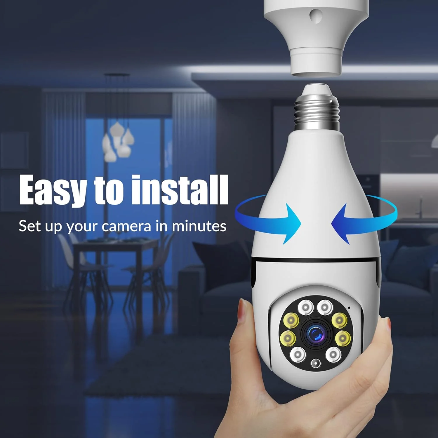 SXhyf 2Pcs Light Bulb Security Cameras 2.4GHz/5GHz WiFi 360 Surveillance 1080P Light Socket Cameras Wireless Outdoor Indoor Home Smar