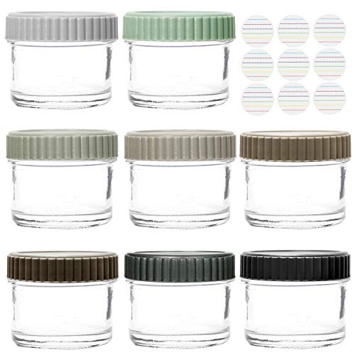 Youngever Glass Baby Food Storage, 4 Ounce Stackable Baby Food Glass Containers with Airtight Lids, Glass Jars with Lids, 8 Asso