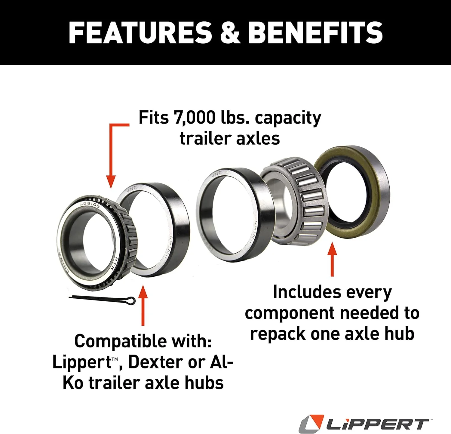Lippert 333951 RV and Trailer Axle Bearing Replacement Kit