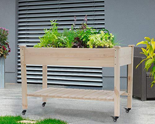 FDW raised garden bed,elevated wood planter box outdoor and indoor planter box garden grow box patio gardening planter box for ve
