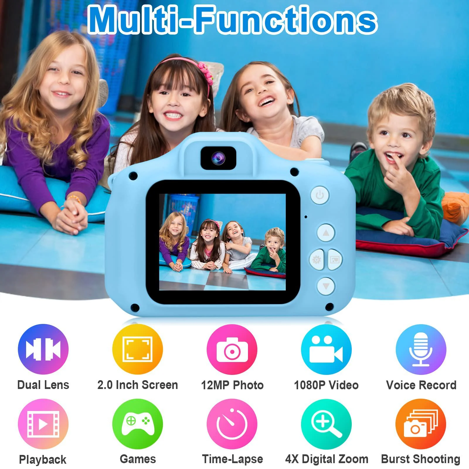 gktz toys for 3-8 year old boys, kids selfie camera children digital video toddler camera, birthday gift for boys and girls a