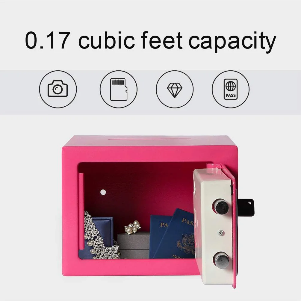 Jssmst Small Safe Box, 0.17CF Mini Safe Kids Safe Box for Home Office, Personal Safe Lock Box with Electronic Keypad, Money Safe Box,
