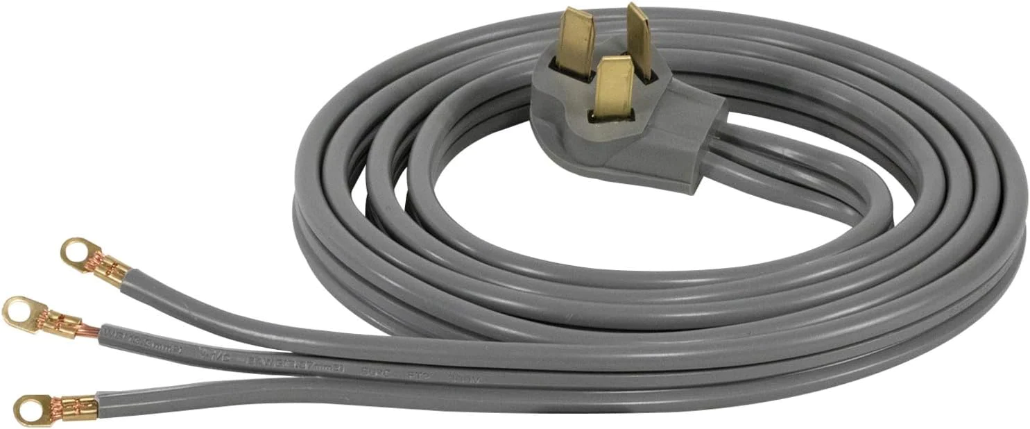 Certified Appliance Accessories 50-Amp Appliance Power Cord, 3 Prong Range Cord, 3 Wires with Eyelet Connectors, 10 Feet, Coppe