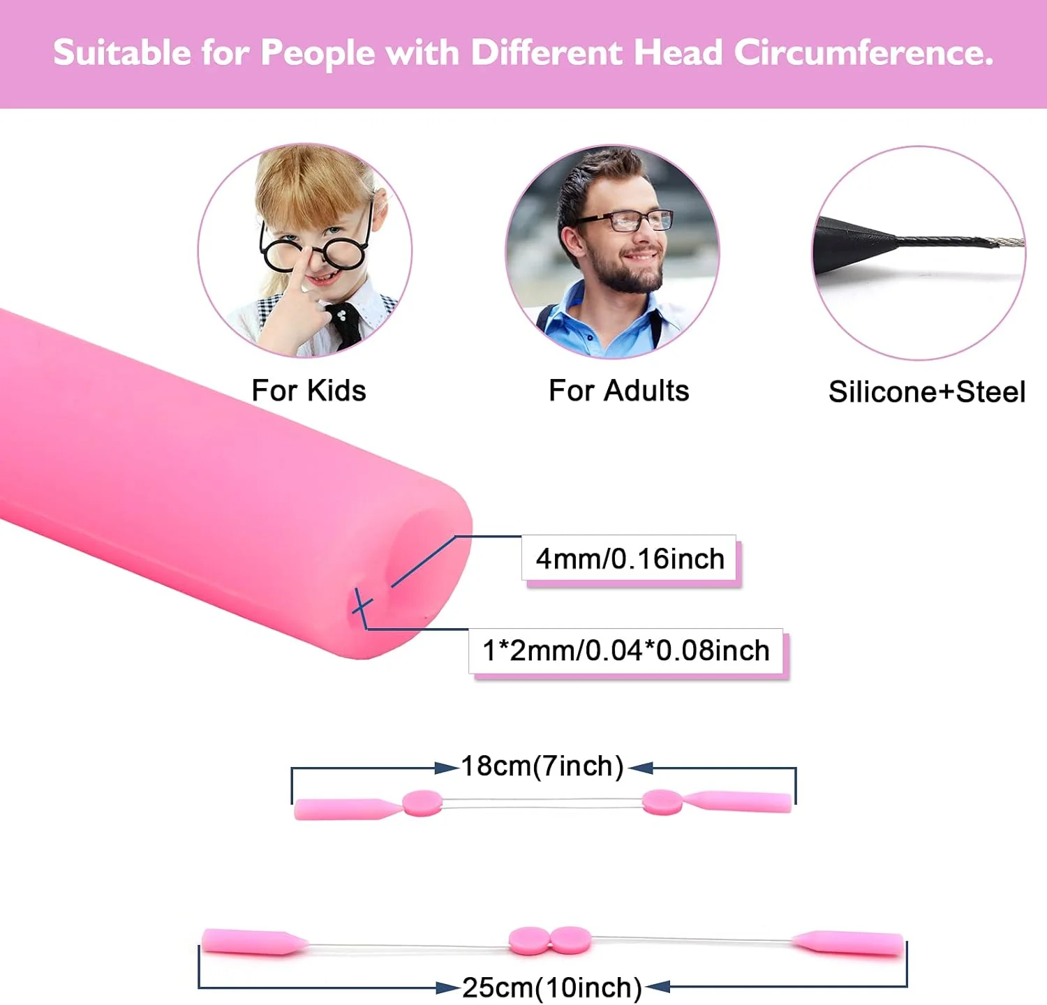 Generic Glasses Strap for Kids(10inch) 3 PCS Toddler Eyeglass Strap Sports Strap for Glasses Anti Slip Child Sunglass Strap