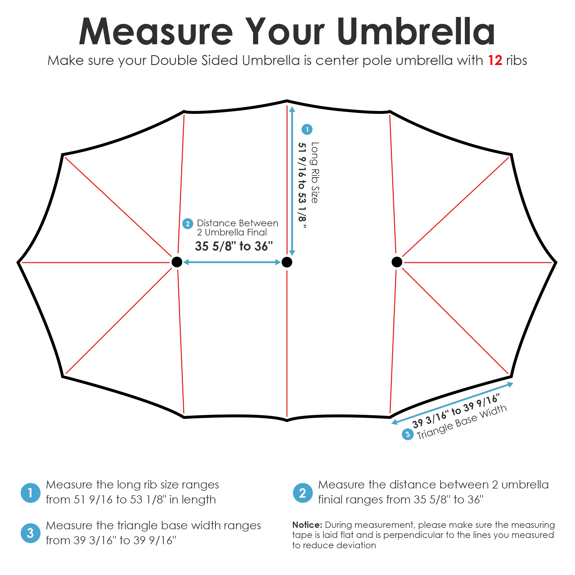 Yescom 14 Ft Double Sided Umbrella Replacement Canopy Market Table Top Yard Garden