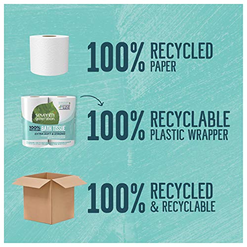 Seventh Generation Toilet Paper, Bath Tissue, 100% Recycled Paper, 12 Rolls (Pack of 4) (Packaging May Vary)