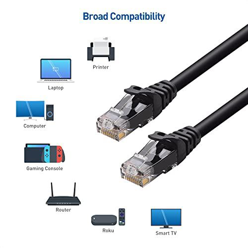 cable matters snagless cat 6 ethernet cable 25 ft (cat 6 cable, cat6 cable, internet cable, network cable) in black
