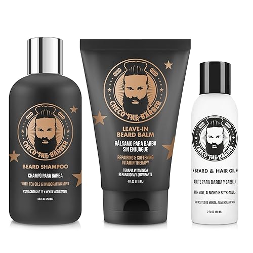 Checo The Barber Beard kit, beard care kit with beard shampoo, beard and hair oil, beard balm, beard care kit for men, unique premium set