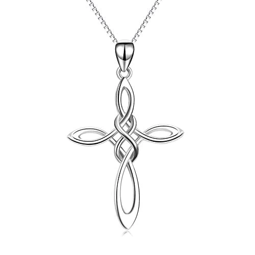 LUHE cross Jewelry Necklace Sterling Silver Religious Irish celtic Knot cross Pendant Necklace Infinity Jewelry christmas gifts for W