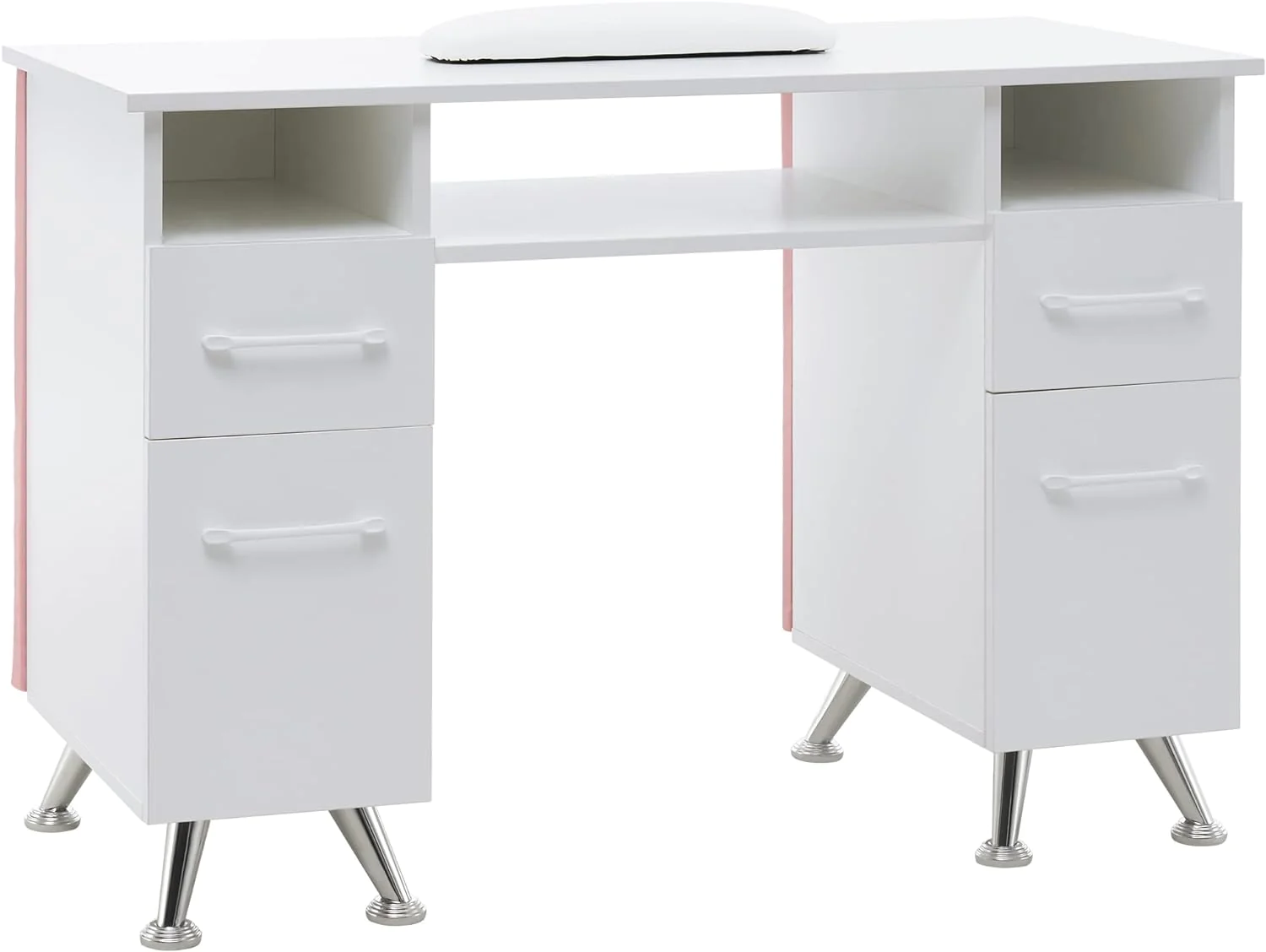 BarberPub Manicure Table with Drawers, Acetone Resistant Nail Desk, Spa Salon Storage Equipment 2671