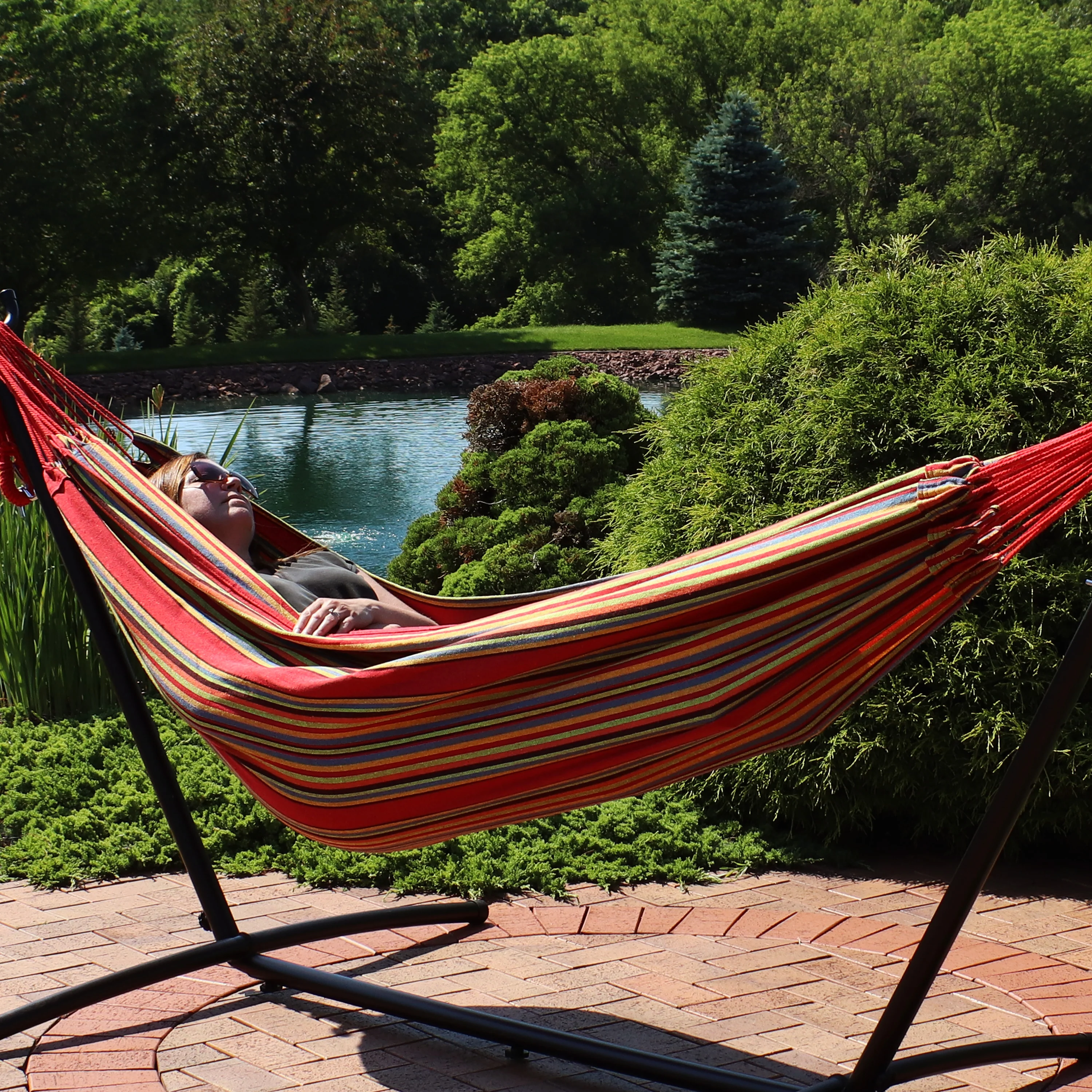 Sunnydaze Decor 2-Person Brazilian Double Hammock - Sunset