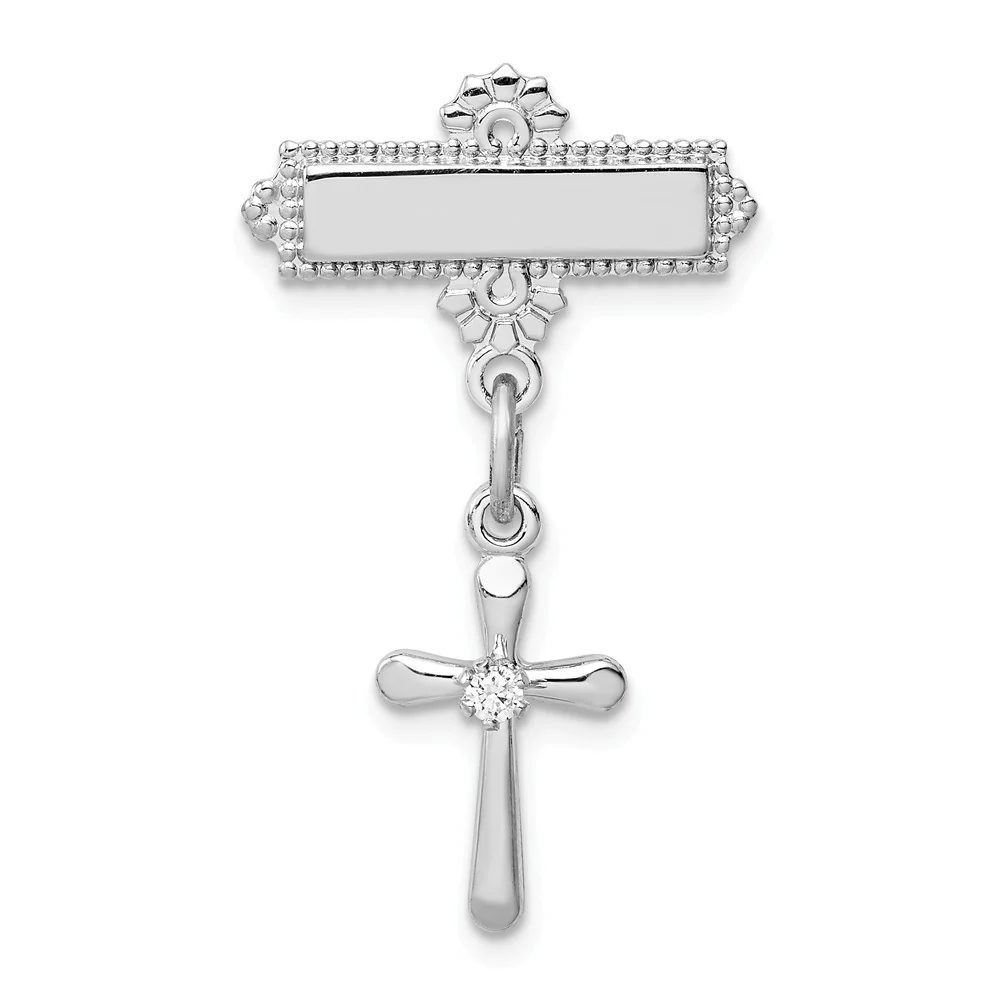 Jewelryweb Sterling Silver Dangling Cubic Zirconia Cross Pin - Measures 28x18mm Wide
