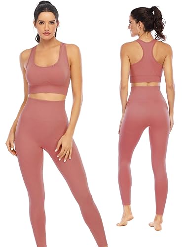 NOVA AcTIVE Workout Sets for Women 2 Piece High Waisted Seamless Leggings with Padded Stretchy Sports Bra Sets Yoga Outfit Joggi
