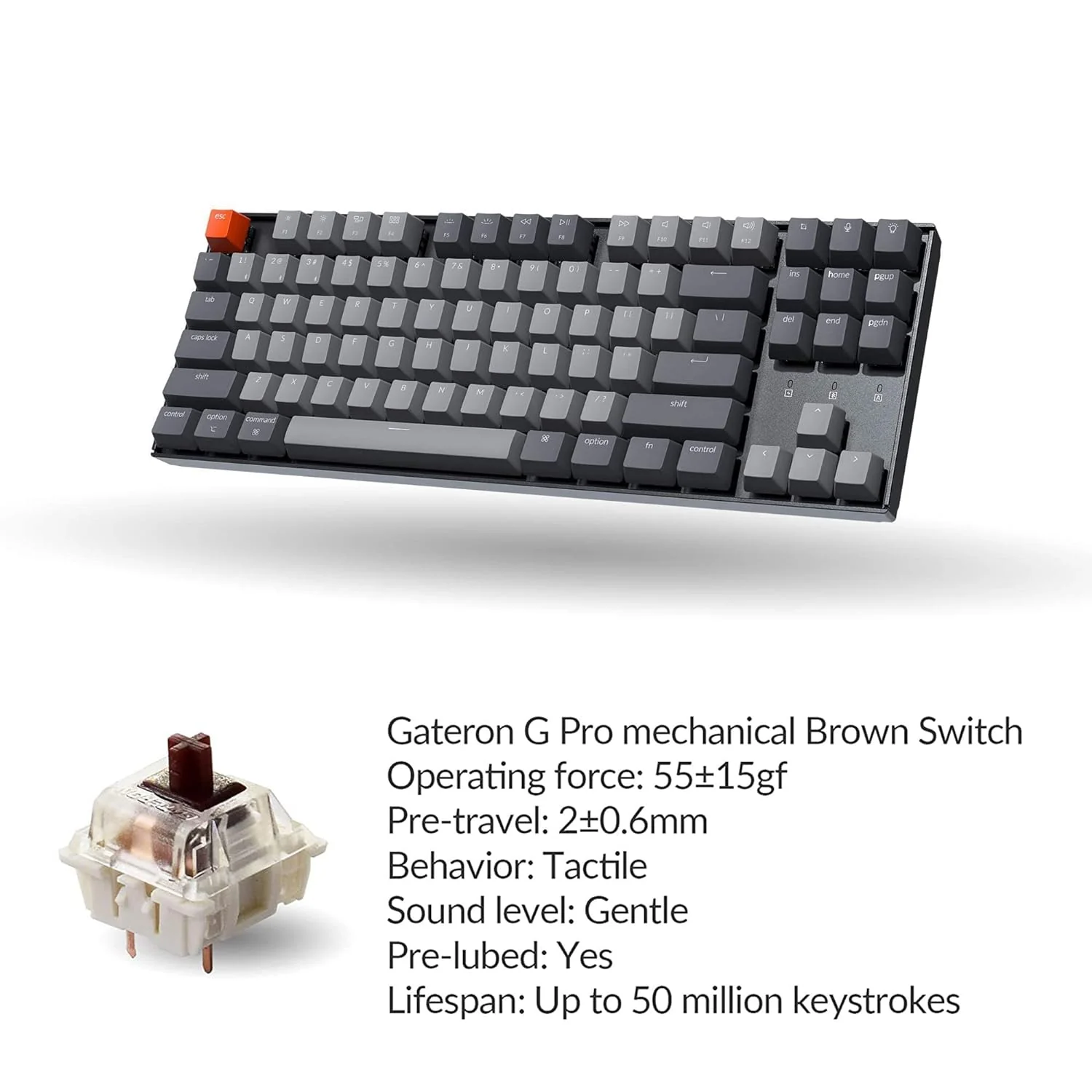 Zell Electronics Zell K8 Tenkeyless Wireless Mechanical Keyboard For Mac, White Backlight, Bluetooth, Multitasking, Type-C Wired Gaming Keyboa…