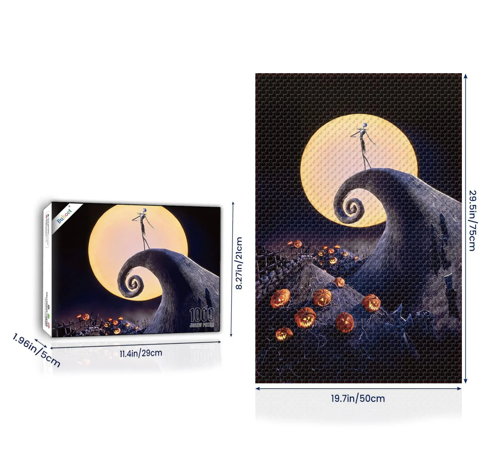 Buhoet jigsaw puzzles 1000 pieces for adults - halloween puzzle movie poster - wooden puzzle - large puzzle game artwork for adults