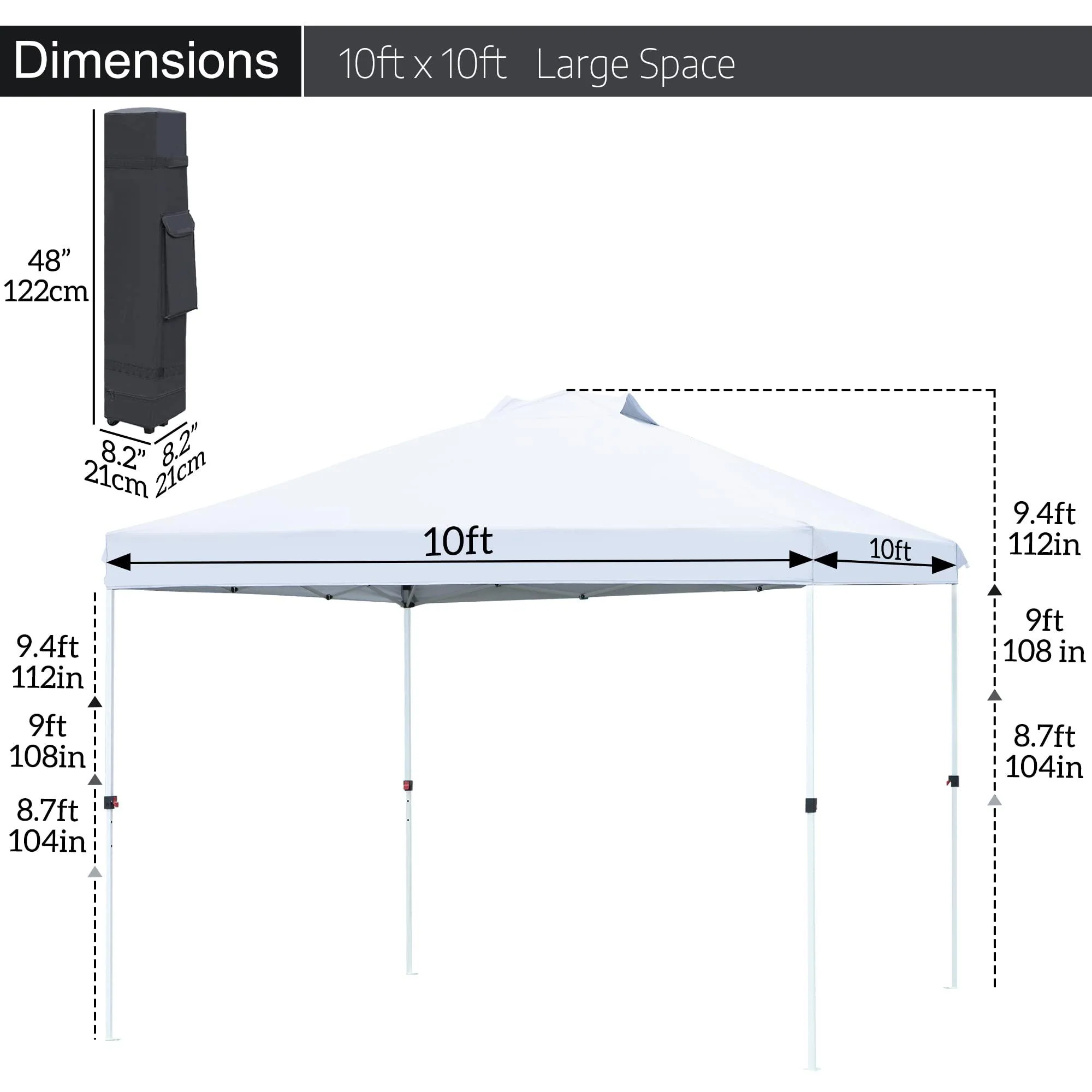 ijialife canopy tent 10x10ft pop up gazebo canopy shade outdoor tent waterproof&a;sunscreen, high density silver coated oxford