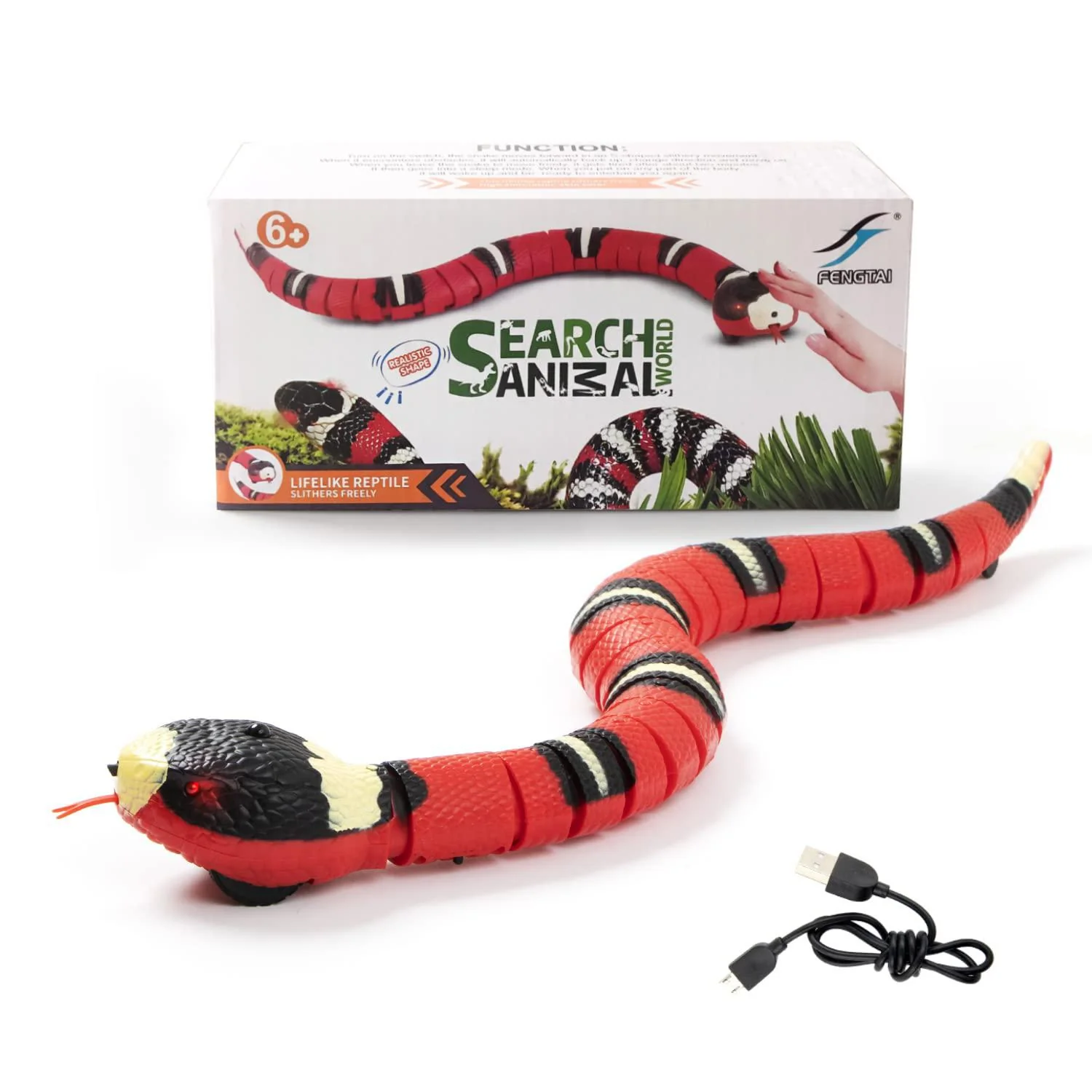 AMcHSURI electric snake toy, smart sensing snake cat toy with usb rechargeable snake toy for cats snake toy that moves snake toy for c