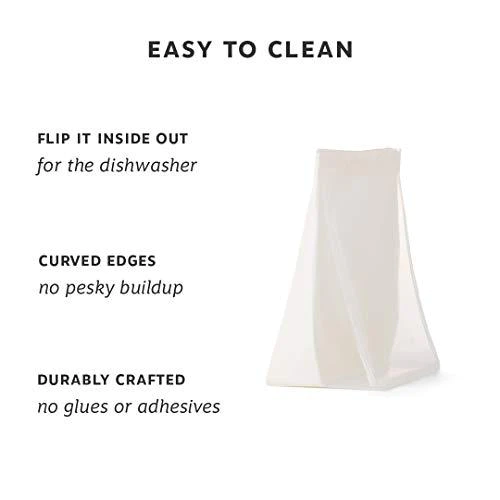 w&a;p porter stand up bag 100% silicone reusable food storage bag | 36 oz stand up - cream | cook, store, or freeze | easy clea