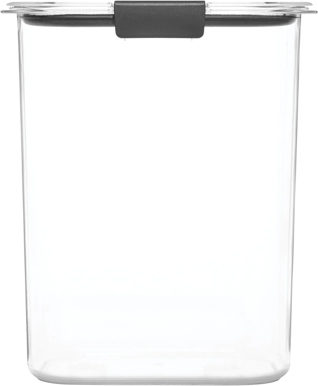 Newell Brands Rubbermaid Brilliance Airtight Food Storage Container for Pantry with Lid for Flour, Sugar, and Rice, 16-Cup, Clear/Grey