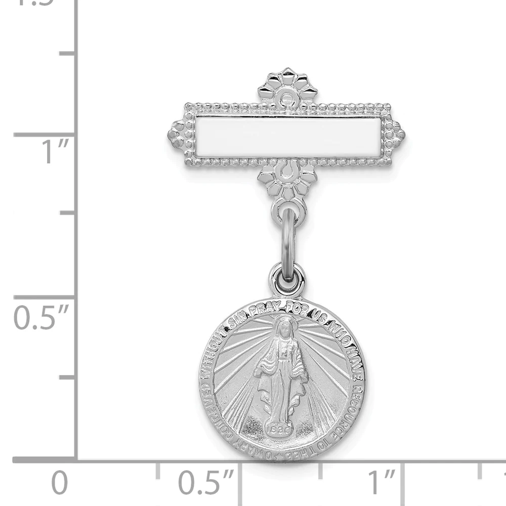 Jewelryweb Sterling Silver Miraculous Medal Pin