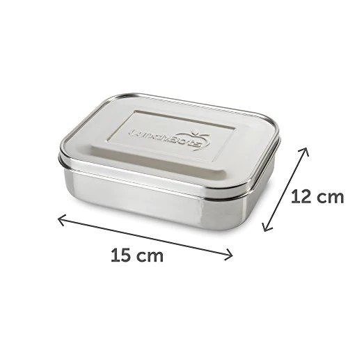lunchbots medium trio ii snack container - divided stainless steel food container - three sections for snacks on the go - eco