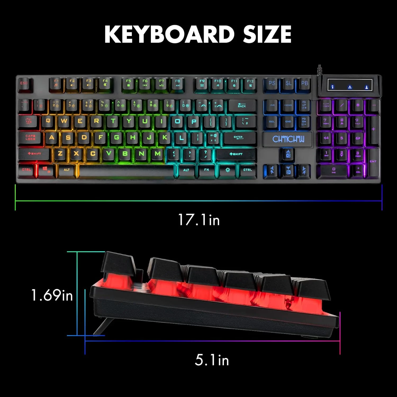 Zell Electronics Zell Wired Gaming Keyboard For Mac Pc Ps5 Ps4 Xbox One Gamers, Rgb Backlit Led Mechanical Feel Keyboard With Multimedia Keys …