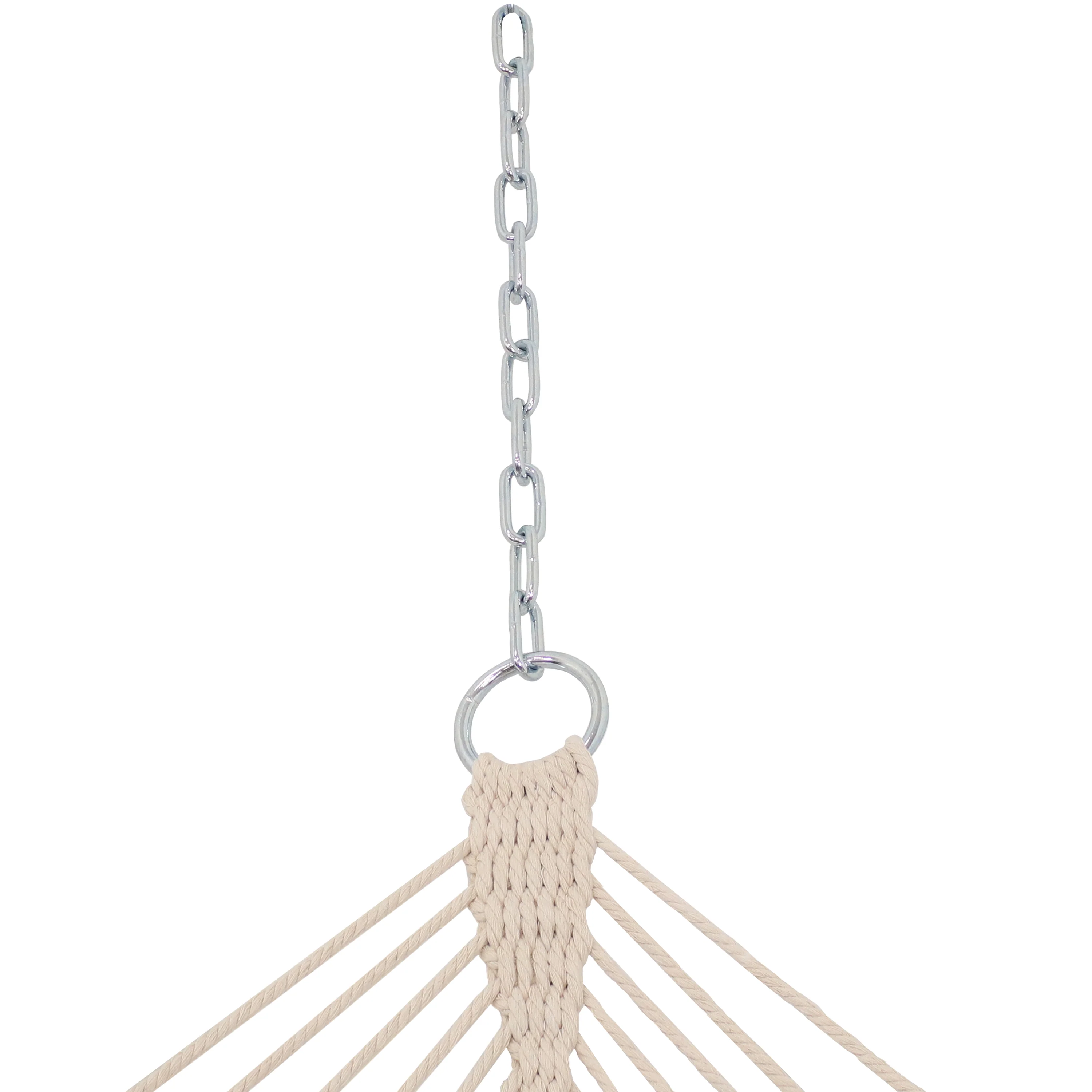 Sunnydaze Decor Hammock with Foldable Curved Spreader Bar - Neutral Stripe
