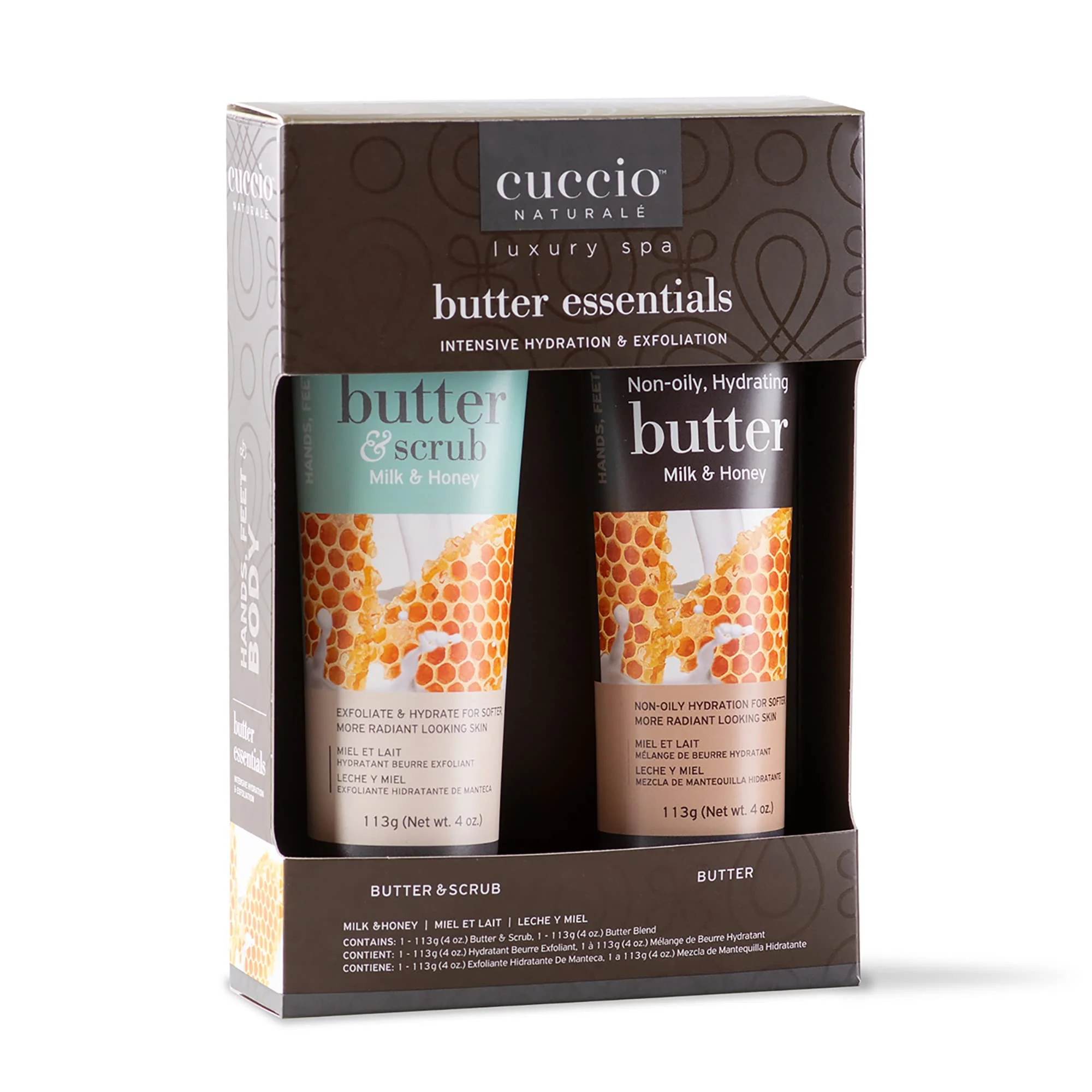 Cuccio Naturale Butter And Scrub Essentials Kit - Provides An Intense Hydrating Treatment For Silky Smooth Skin - Exfoliating Fo