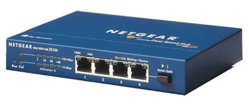 netgear ds104 - hub - 4 ports - ethernet, fast ethernet - 10base-t, 100base-tx - external