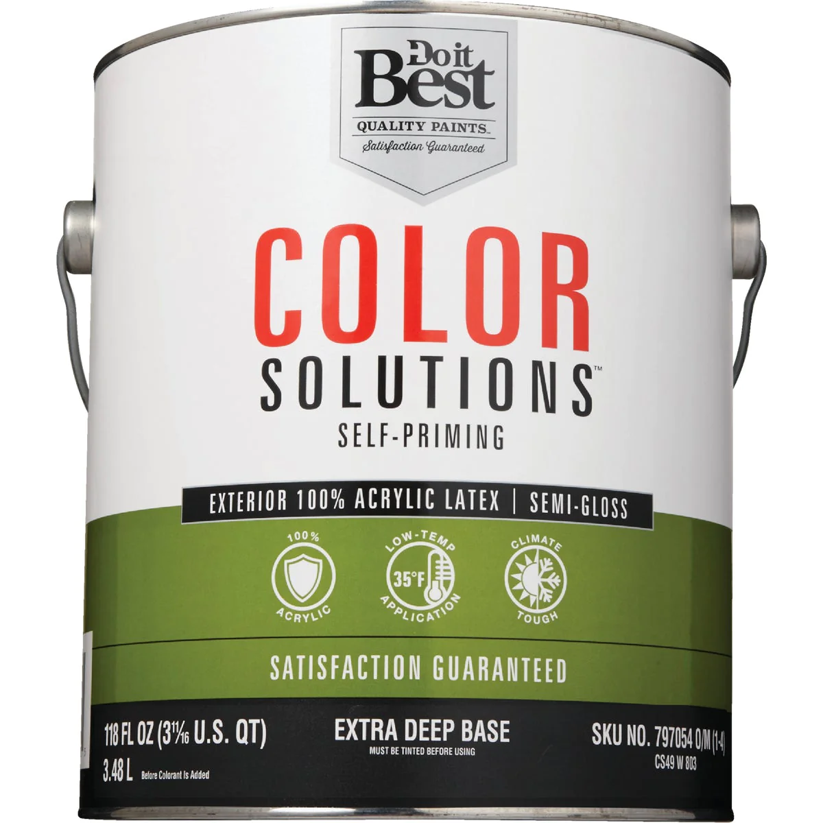 Color Solutions SIM Supply, Inc. CS49W0803-16 Do it Best Color Solutions 100% Acrylic Latex Self-Priming Semi-Gloss Exterior House Paint, Extra
