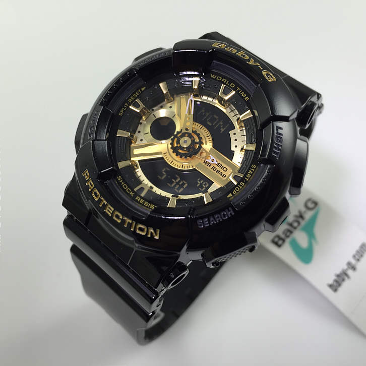 Casio Baby-G Black And Gold Tone Ani-Digi 3D Watch BA110-1A