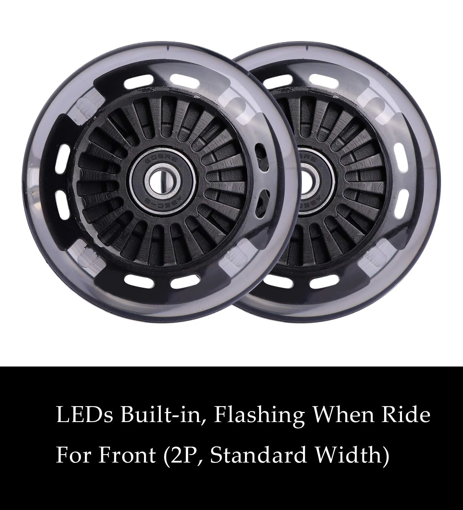 Wheelgoo wiggle car polyurethane replacement wheels set (front,2p light up), swing car wheels pack (rear,2p narrower) upgrade for ride