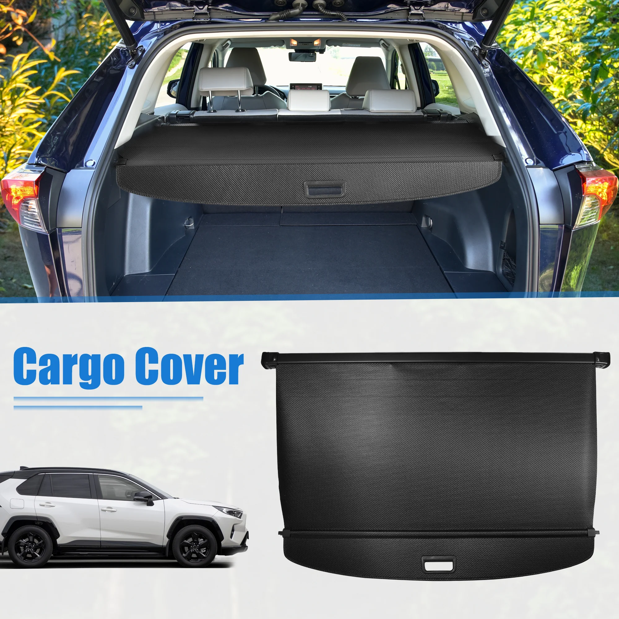 Unique Bargains Retractable Cargo Cover for Toyota RAV4 SUV Rear Trunk Shielding Shade Black