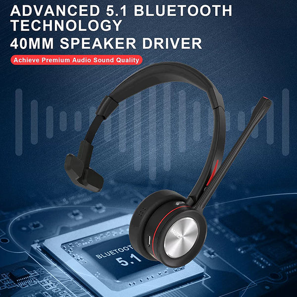 Mairdi Bluetooth Headset with Mic Noise Canceling for Truck Driver Office Call Center