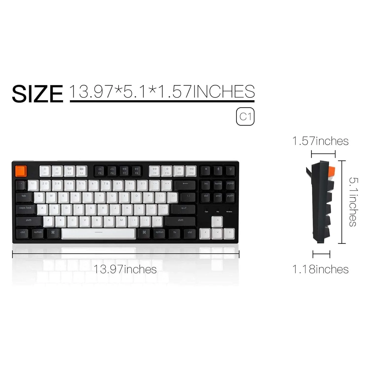 Zell Electronics Zell C1 Mac Layout Wired Mechanical Keyboard, Gateron G Pro Red Switch, Tenkeyless 87 Keys Abs Keycaps Computer Keyboard For …