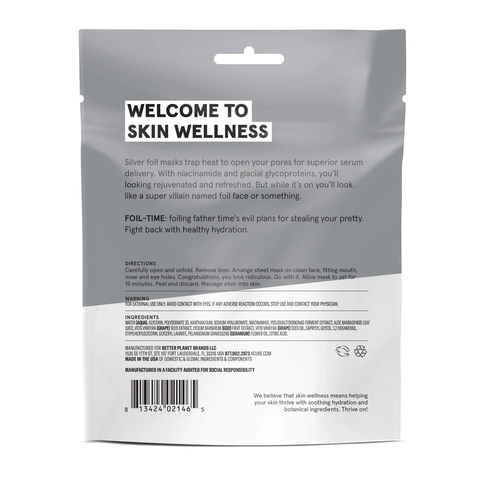 ACURE Foli-Time Fortifying Silver Mask | 100% Vegan | Traps Heat to Open Pores For Superior Serum Delivery | All Skin Types | 12