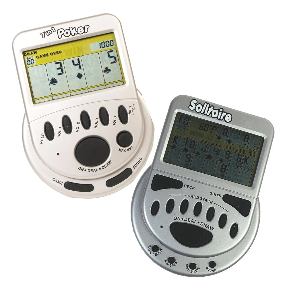 Classic Game Collection gambling Electronic game Pack - Mega Screen Solitaire Handheld game &a; 7 in 1 Poker Handheld game