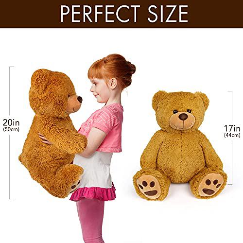 lotfancy 20 inch teddy bear stuffed animals, soft cuddly stuffed plush bear, cute stuffed animals toy with footprints, gifts