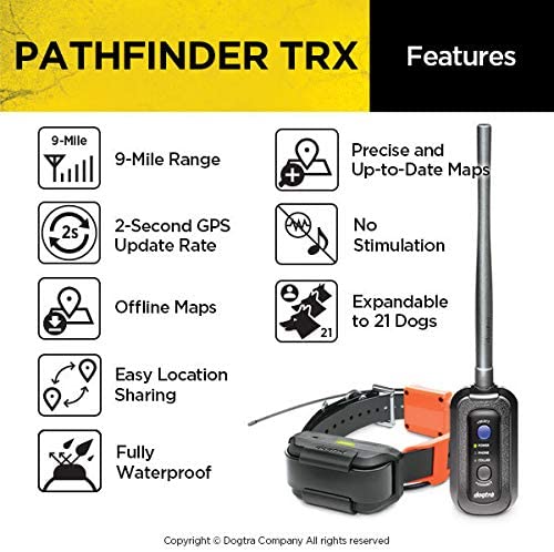 Dogtra Pathfinder TRX Orange Additional Receiver 9-Mile 21-Dog Expandable Waterproof Smartphone GPS-Only Tracking Collar (Pack
