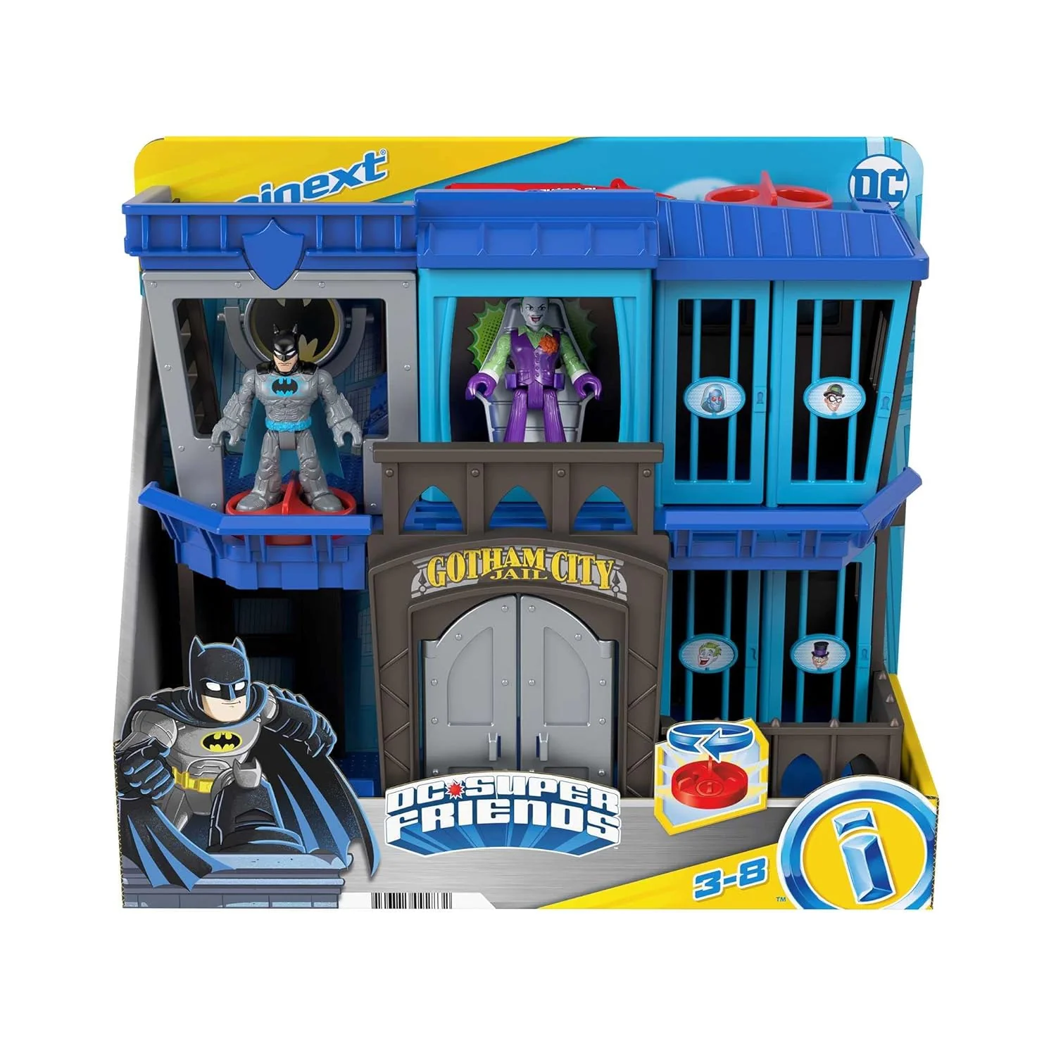 GCP Products Imaginext Dc Super Friends Batman Toy Gotham City Jail Recharged Playset With 2 Figures For Pretend Play Ages 3+ Years