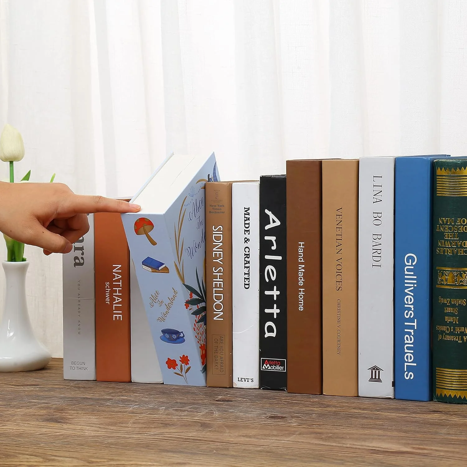 Ulixu Metal Alice Real Pages Diversion Book Safe Combination Lock,Large Metal Lock Box,Hollowed Out Book with Hidden Secret Compartment for
