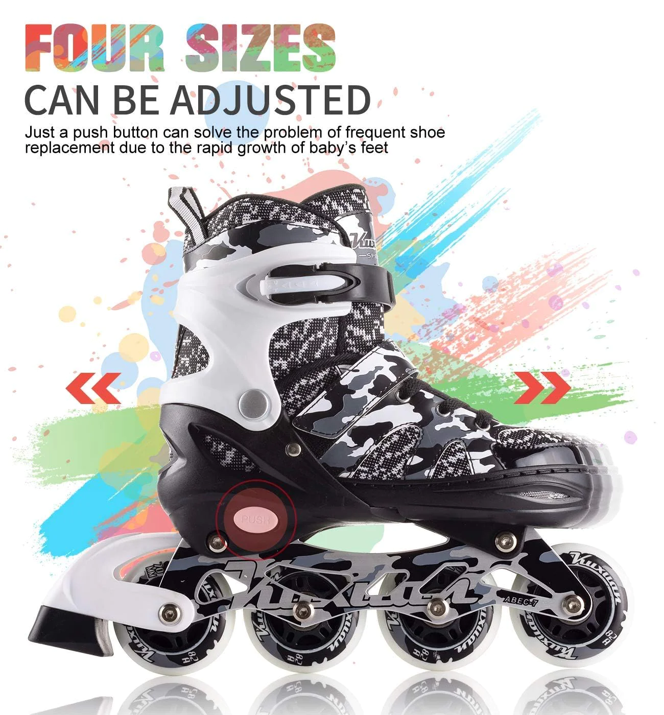 Kuxuan Skates Adjustable Inline Skates for Kids and Youth with Full Light Up Wheels Outdoor Fun Illuminating Skates for Girls an