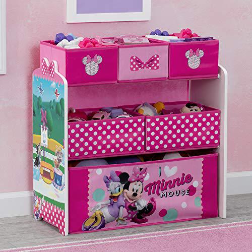 delta children design &a; store 6 bin toy storage organizer, disney minnie mouse