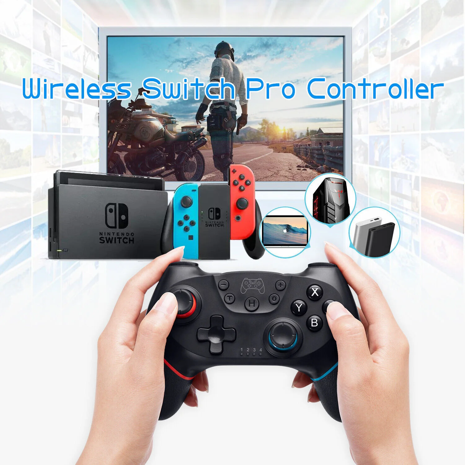 thinkstar 2Pack For Nintendo Switch Wireless Pro Controller Gamepad Joypad Joystick Remote