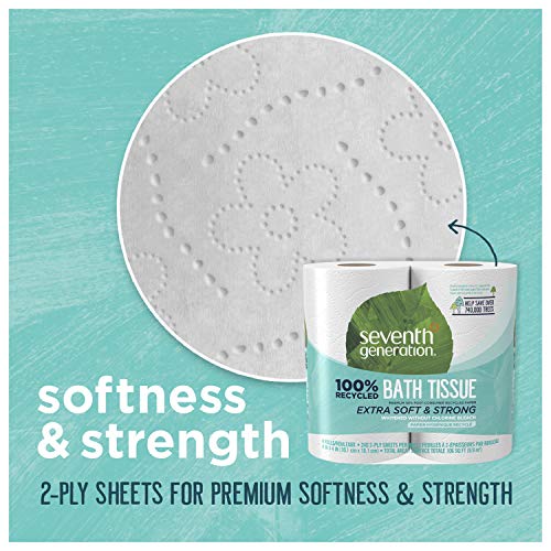 Seventh Generation Toilet Paper, Bath Tissue, 100% Recycled Paper, 12 Rolls (Pack of 4) (Packaging May Vary)