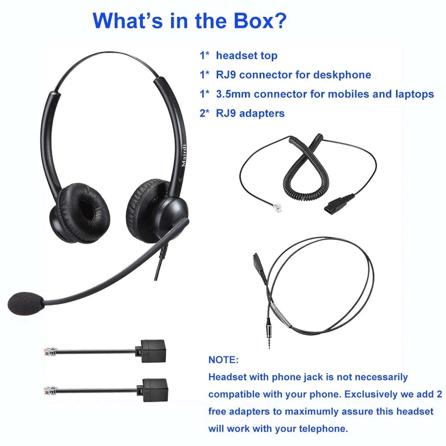 GCP Products Phone Headset With Rj9 &a; 3.5Mm Connectors For Landline Deskphone And Smartphone Pc Laptops, Office Call Center Headset With N…