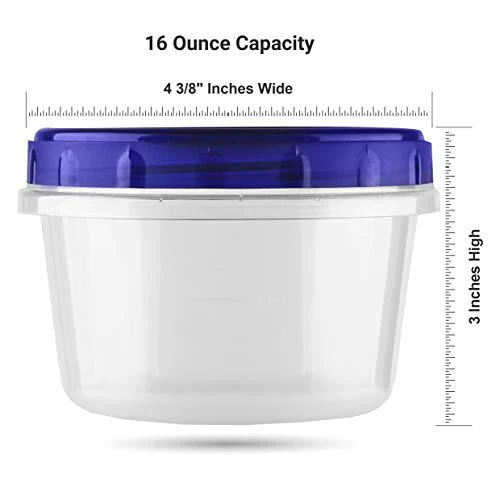 HomeyGear twist top food deli containers screw and seal lid 16 oz stackable reusable plastic storage container 12 pack.